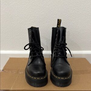 Dr. Martens Black Combat Moto Boots with Chunky Sole
